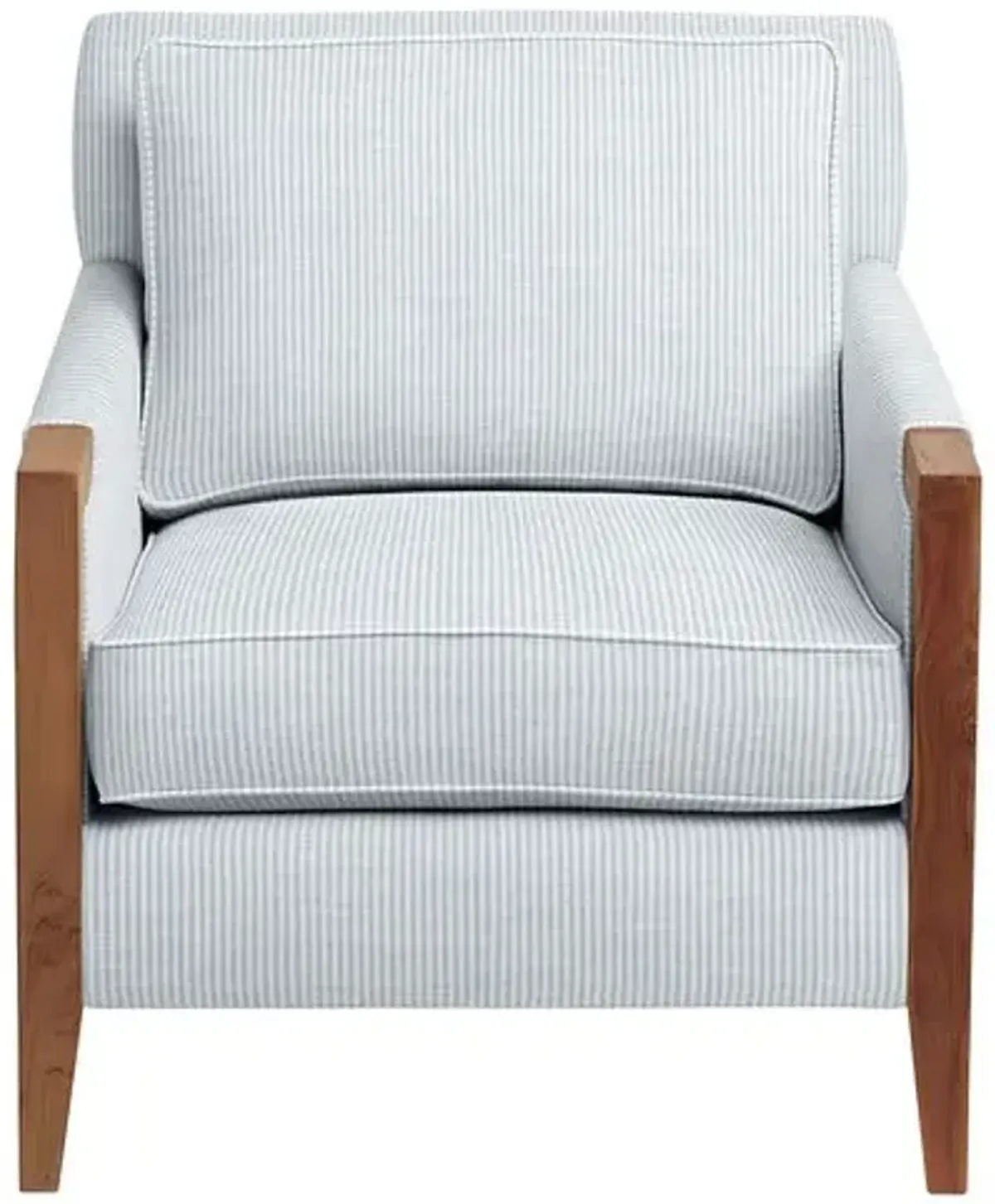 Grenada Outdoor Upholstered Chair - Inside Out Ticking Stripe - Handcrafted - Blue