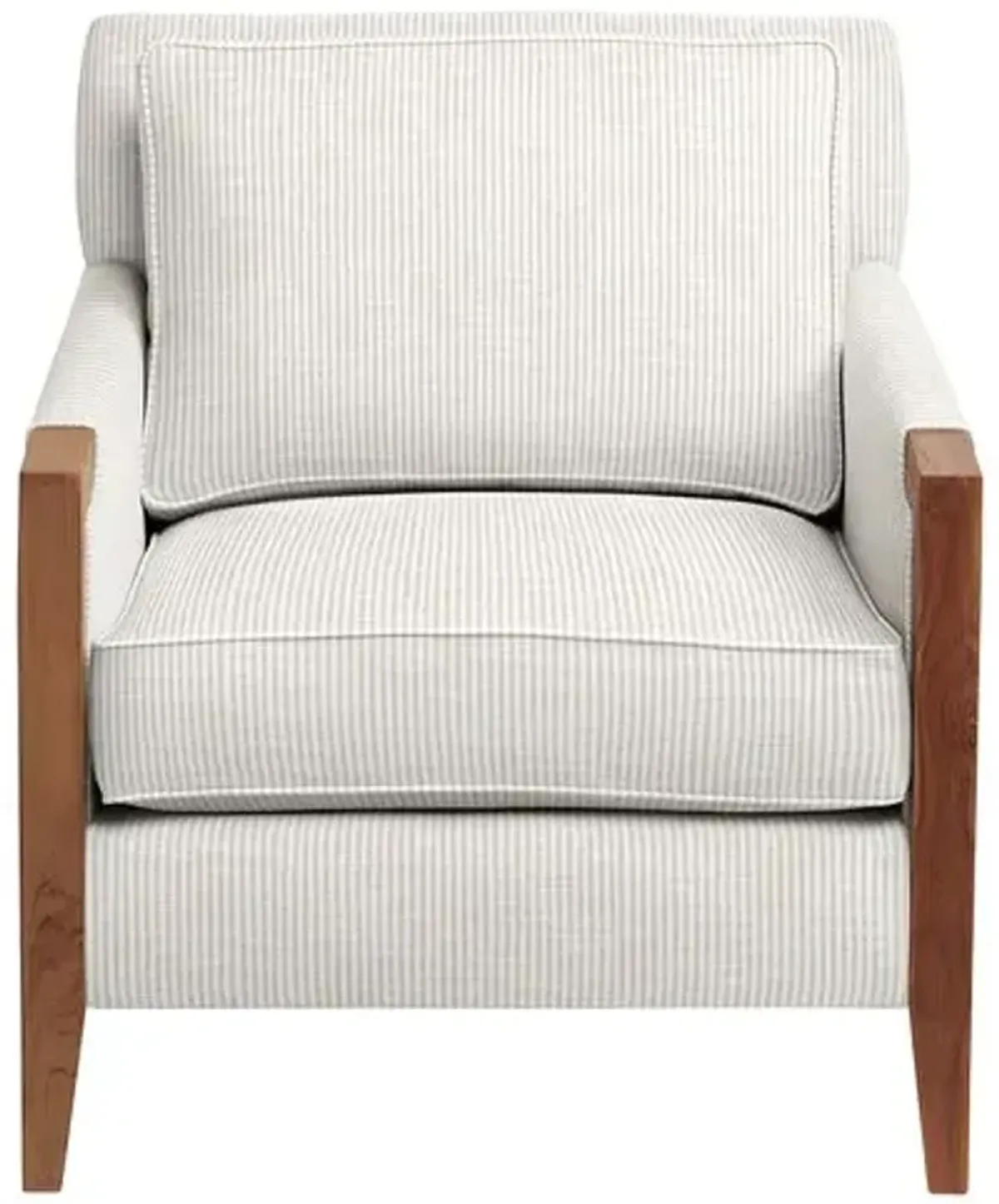 Grenada Outdoor Upholstered Chair - Inside Out Ticking Stripe - Handcrafted - Beige