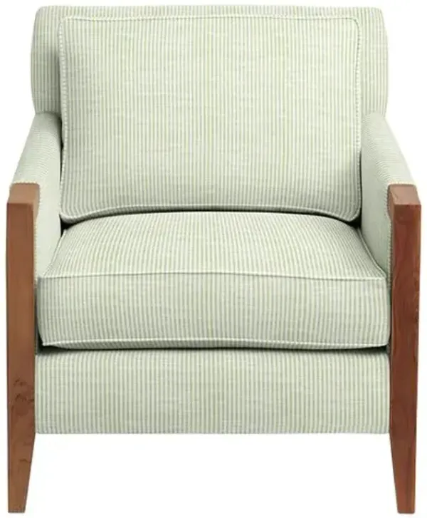 Grenada Outdoor Upholstered Chair - Inside Out Ticking Stripe - Handcrafted - Green