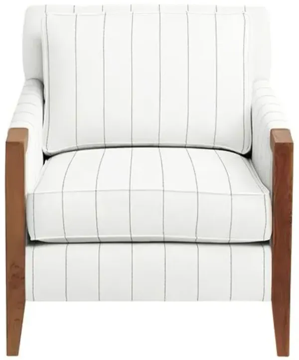 Grenada Outdoor Upholstered Chair - Sunbrella Stripe - Handcrafted - Black