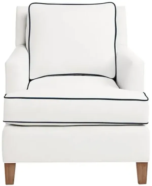 Laguna Outdoor Upholstered Chair - Inside Out Linen with Contrast Welt - Handcrafted - White
