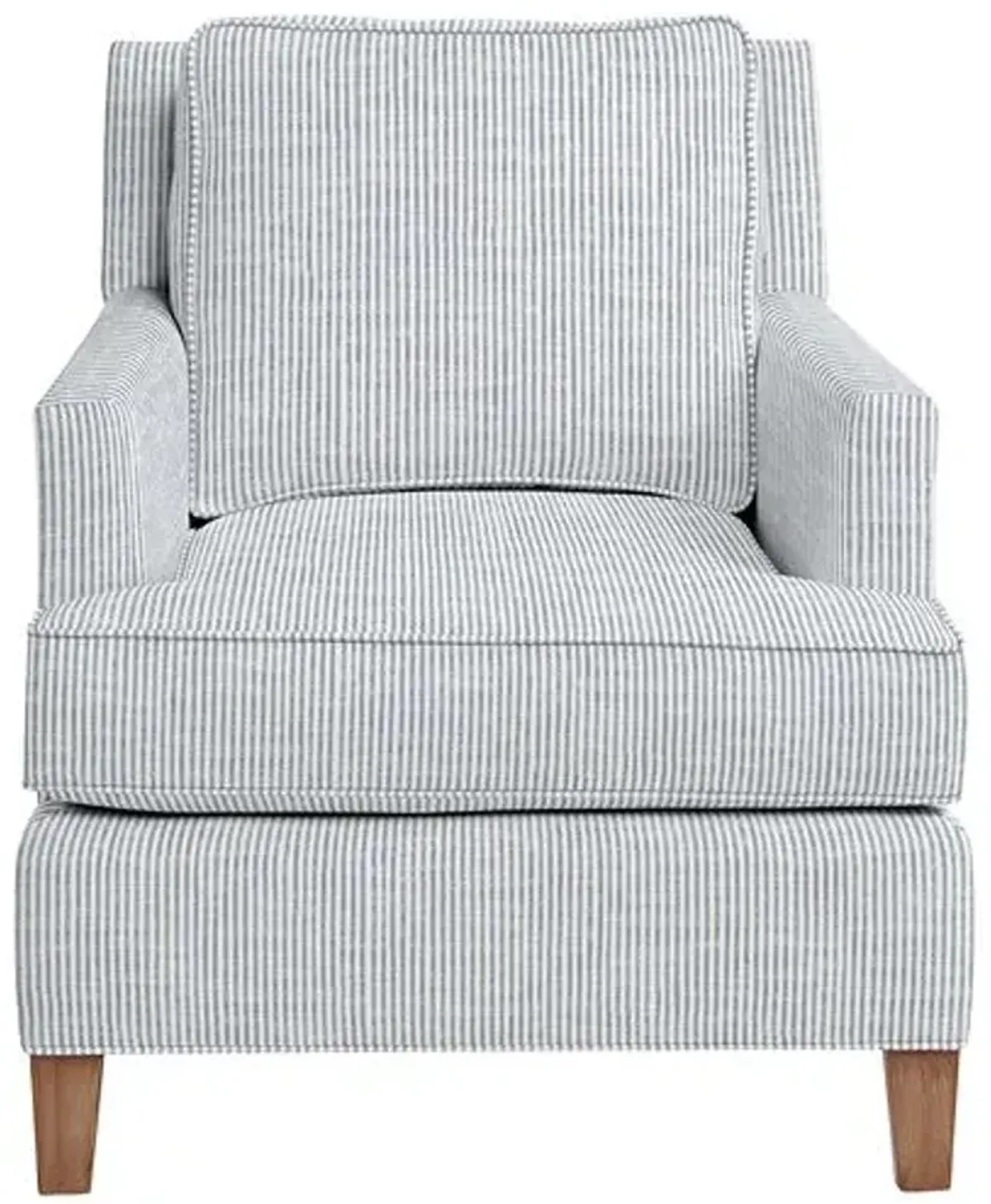 Laguna Outdoor Upholstered Chair - Inside Out Ticking Stripe - Handcrafted - Blue