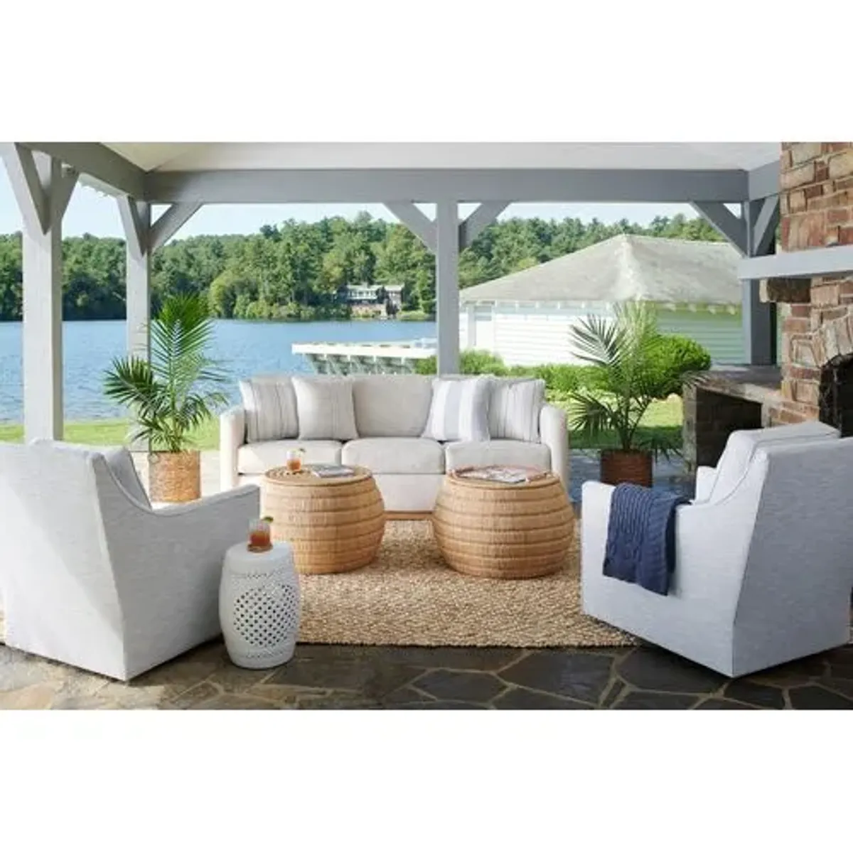 Hatteras Outdoor Upholstered Sofa - Inside Out Linen - Handcrafted