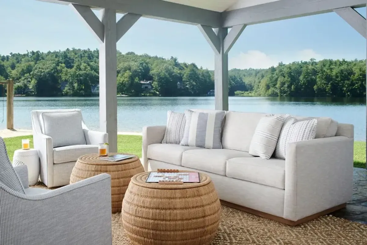 Hatteras Outdoor Upholstered Sofa, Inside Out Linen