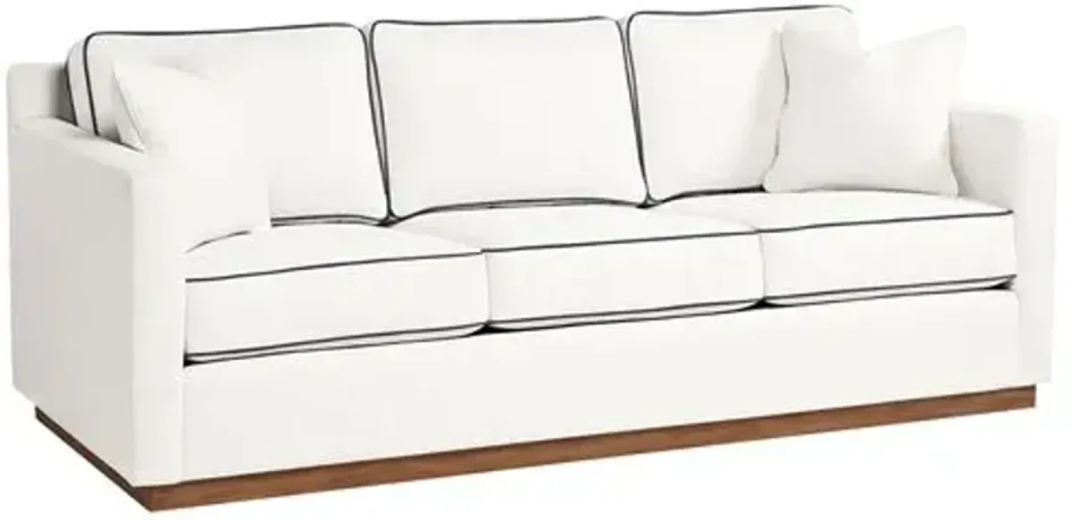 Hatteras Outdoor Upholstered Sofa - Inside Out Linen with Contrast Welt - Handcrafted