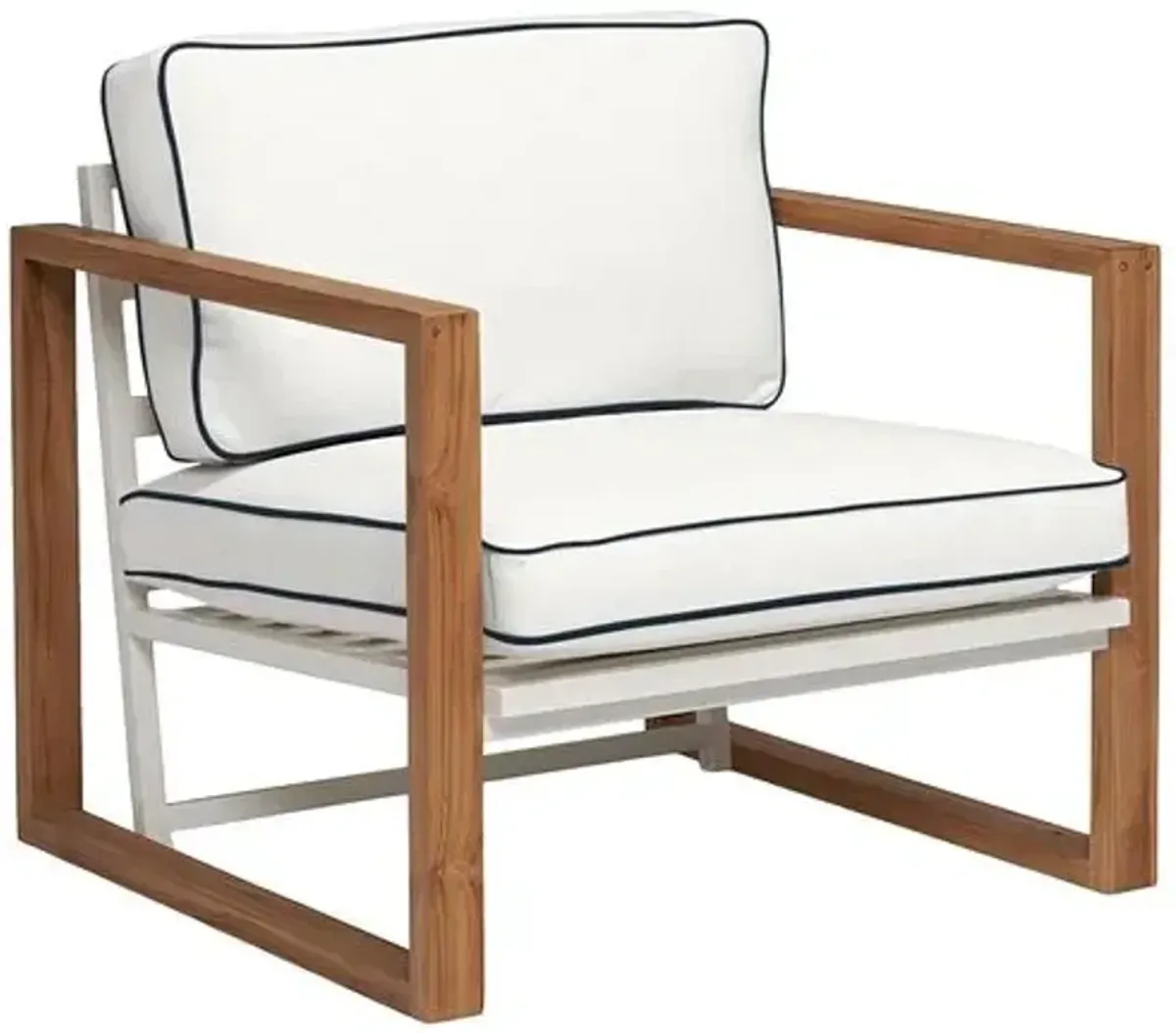 Cape Outdoor Upholstered Chair - Inside Out Linen with Contrast Welt - Handcrafted - White
