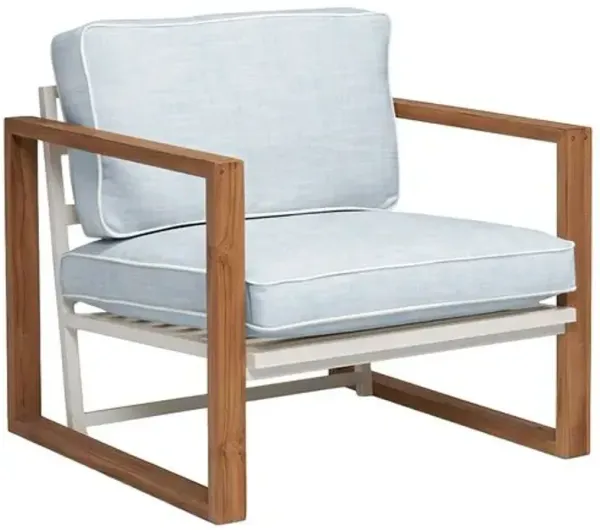 Cape Outdoor Upholstered Chair - Inside Out Linen with Contrast Welt - Handcrafted - Blue