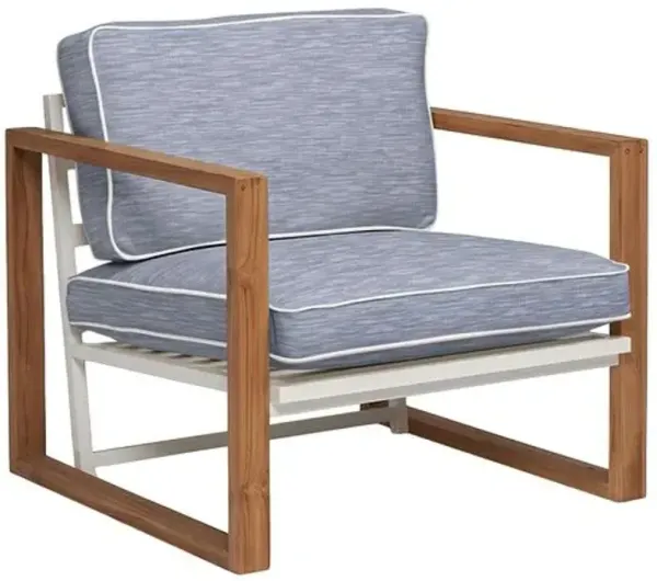 Cape Outdoor Upholstered Chair - Inside Out Linen with Contrast Welt - Handcrafted - Blue