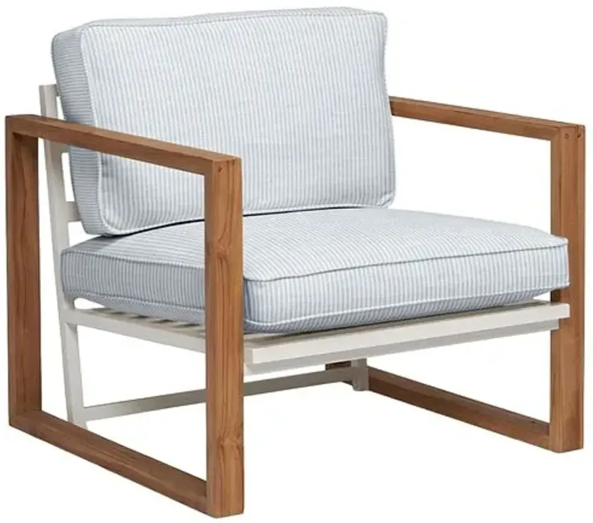 Cape Outdoor Upholstered Chair - Inside Out Ticking Stripe - Handcrafted - Blue