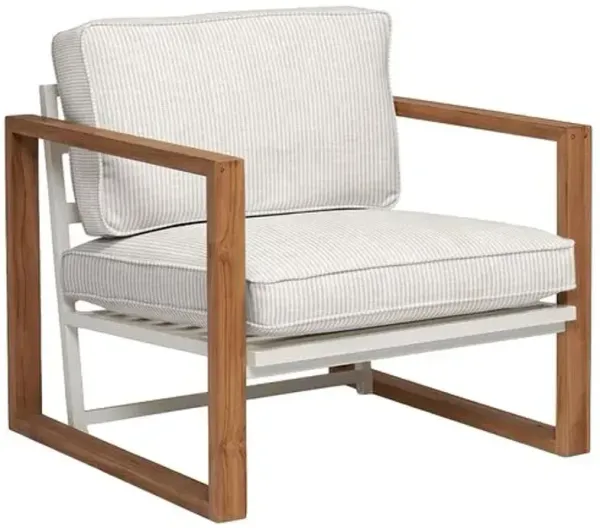 Cape Outdoor Upholstered Chair - Inside Out Ticking Stripe - Handcrafted - Beige