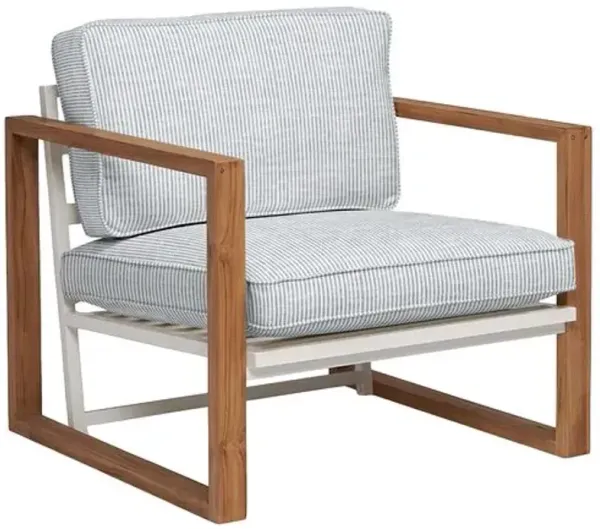 Cape Outdoor Upholstered Chair - Inside Out Ticking Stripe - Handcrafted - Blue