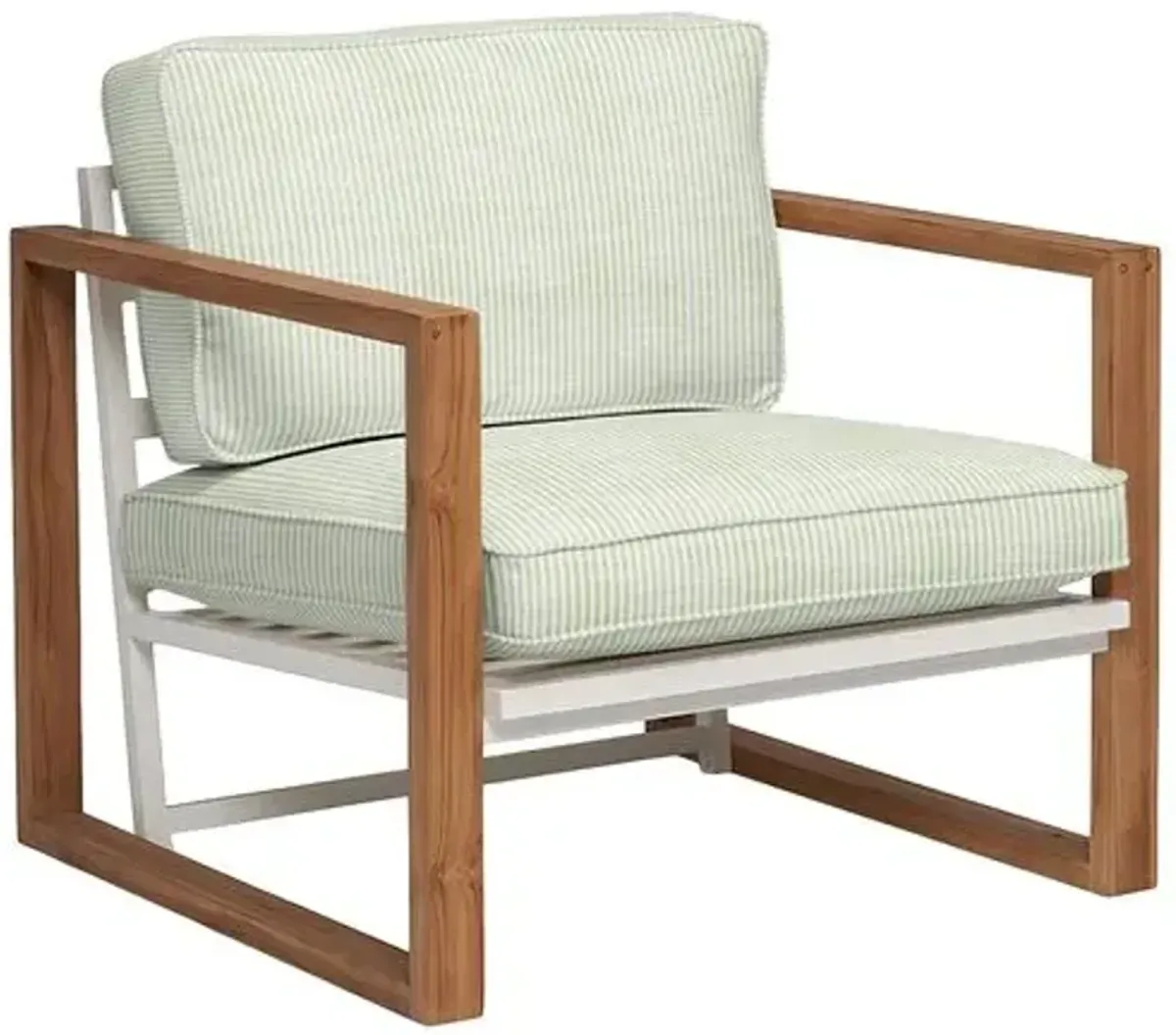 Cape Outdoor Upholstered Chair - Inside Out Ticking Stripe - Handcrafted - Green