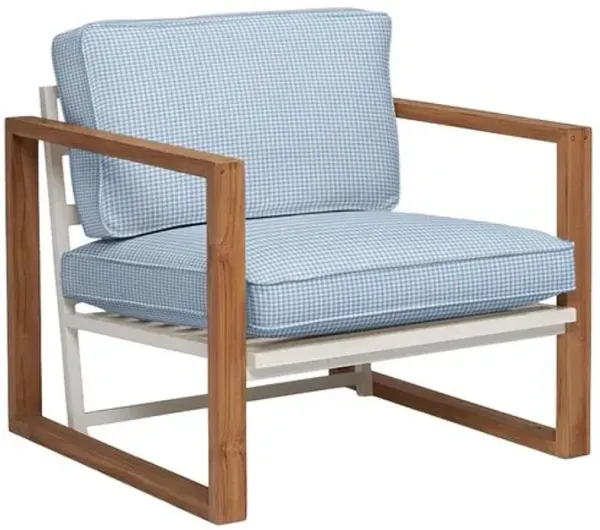 Cape Outdoor Upholstered Chair - Inside Out Check - Handcrafted - Blue