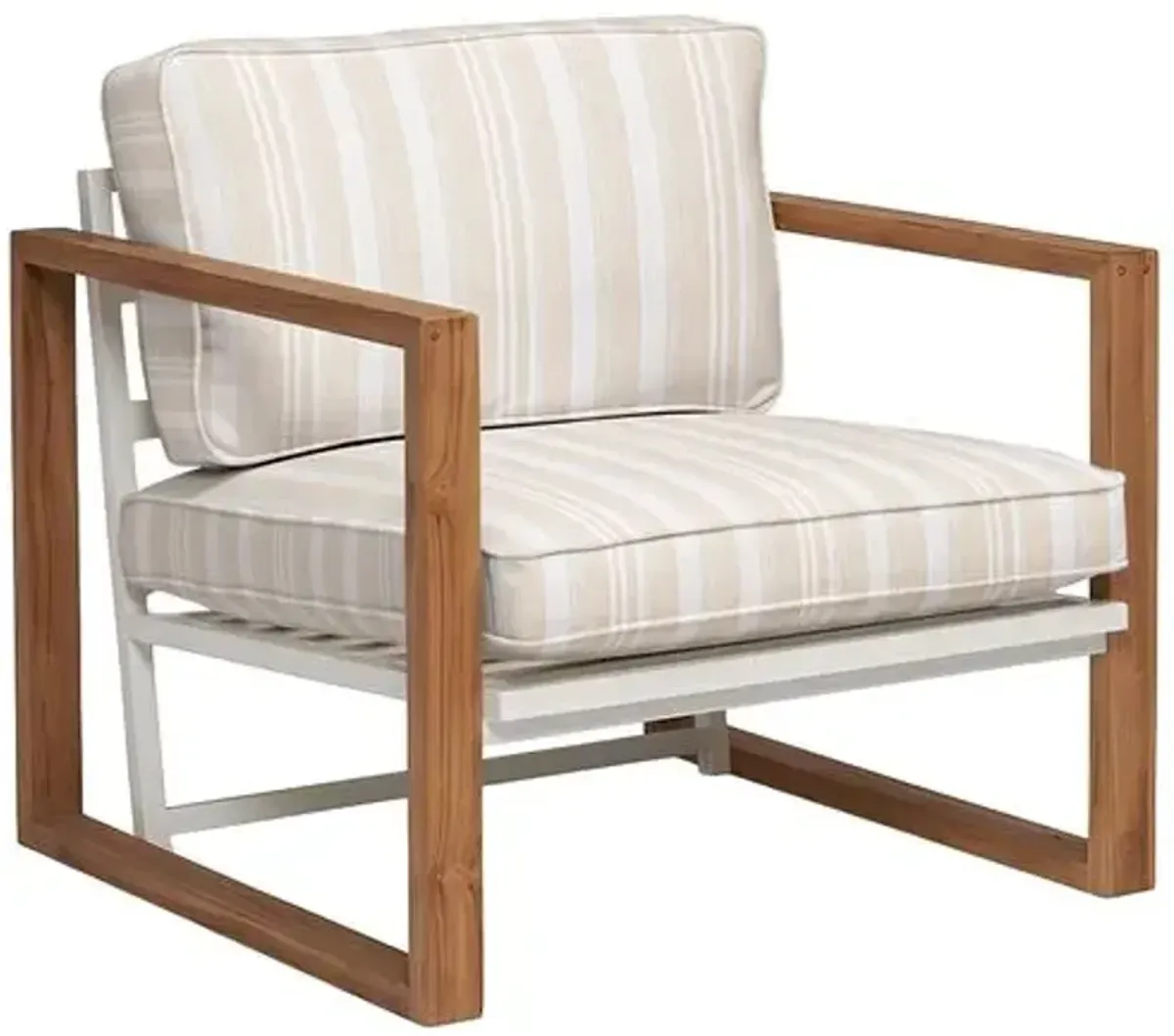 Cape Outdoor Upholstered Chair - Sunbrella Bridges Stripe - Handcrafted - Beige