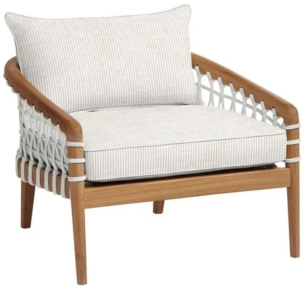 Stonington Outdoor Upholstered Chair - Inside Out Ticking Stripe - Handcrafted - Beige