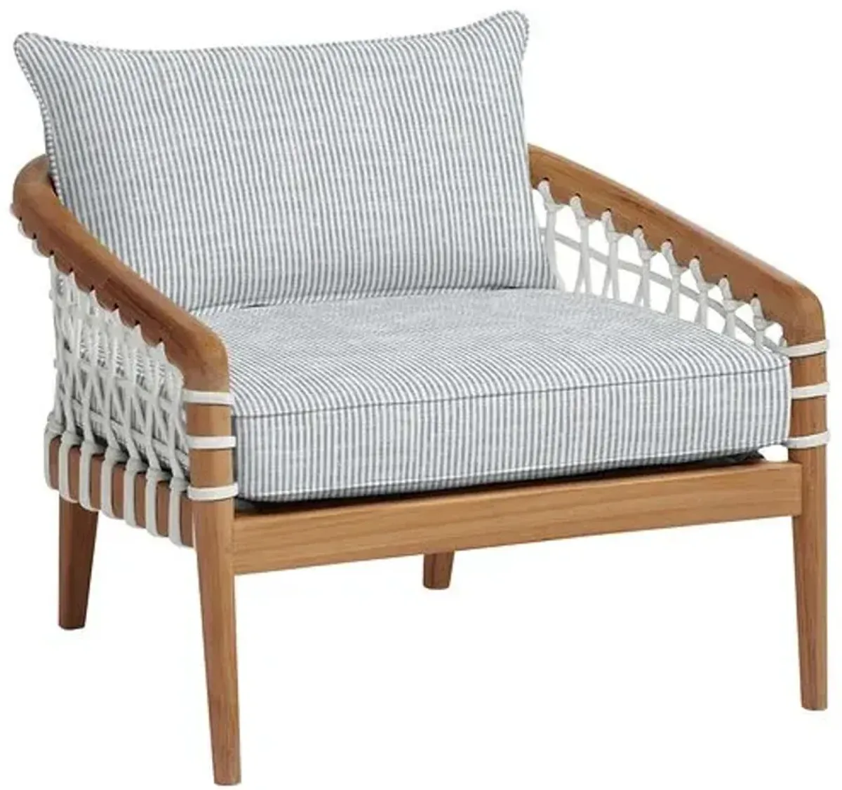 Stonington Outdoor Upholstered Chair - Inside Out Ticking Stripe - Handcrafted - Blue