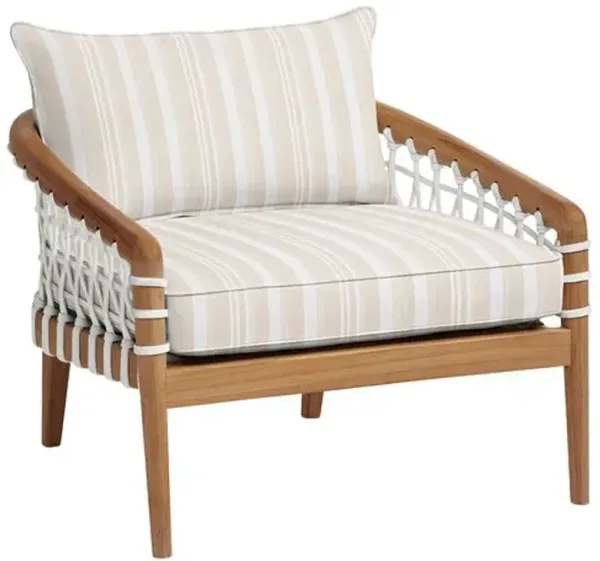 Stonington Outdoor Upholstered Chair - Sunbrella Bridges Stripe - Handcrafted - Beige