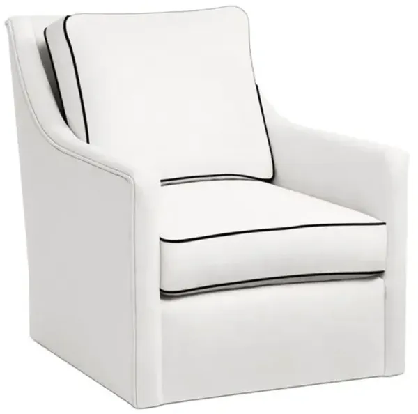 Orleans Outdoor Upholstered Swivel Chair - Inside Out Linen with Contrast Welt - Handcrafted