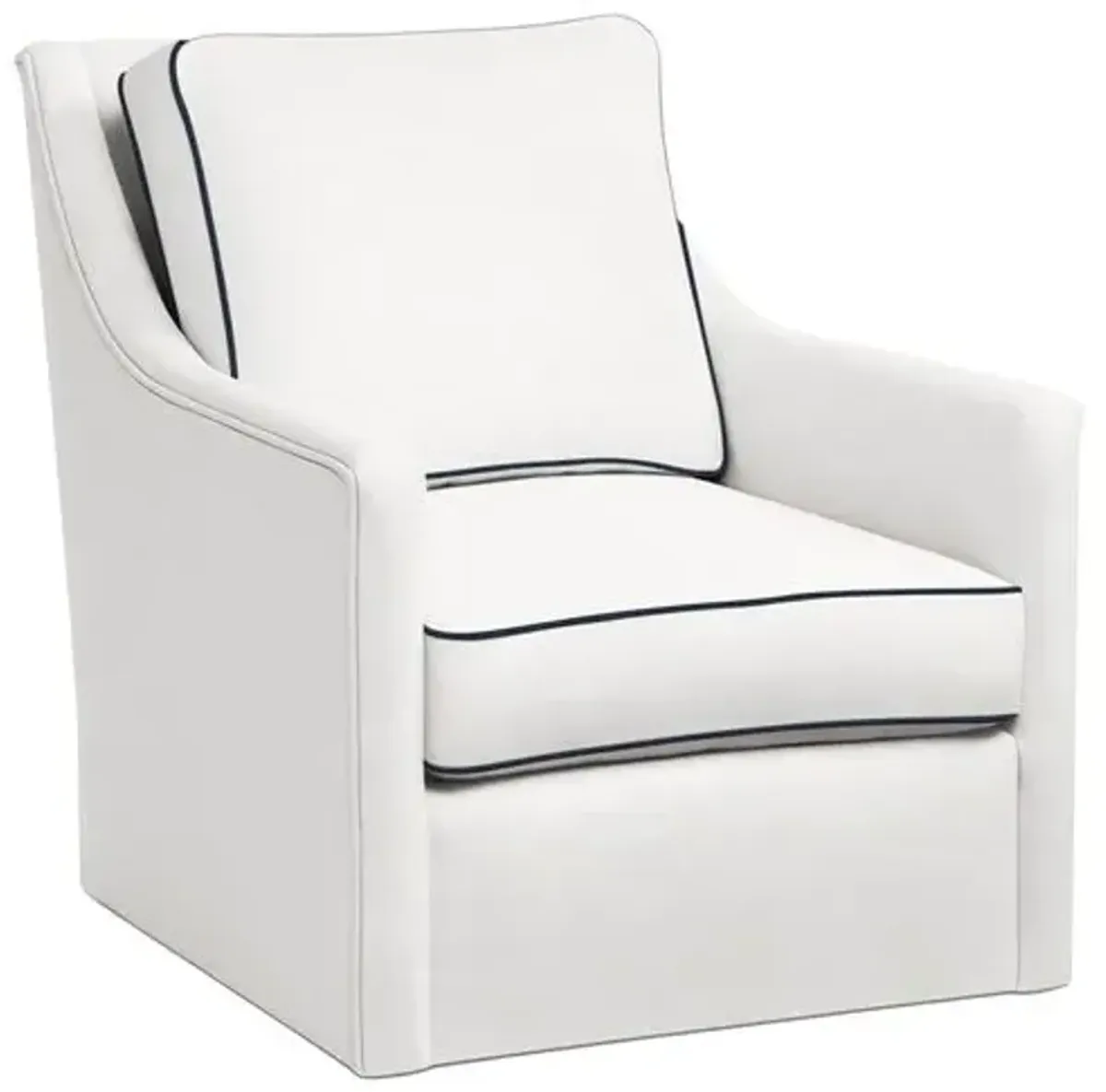 Orleans Outdoor Upholstered Swivel Chair - Inside Out Linen with Contrast Welt - Handcrafted