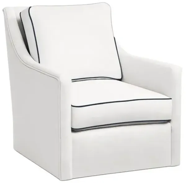 Orleans Outdoor Upholstered Swivel Chair - Inside Out Linen with Contrast Welt - Handcrafted