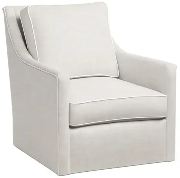 Orleans Outdoor Upholstered Swivel Chair - Inside Out Linen with Contrast Welt - Handcrafted