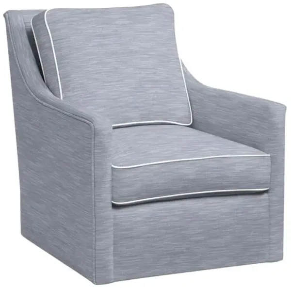 Orleans Outdoor Upholstered Swivel Chair - Inside Out Linen with Contrast Welt - Handcrafted