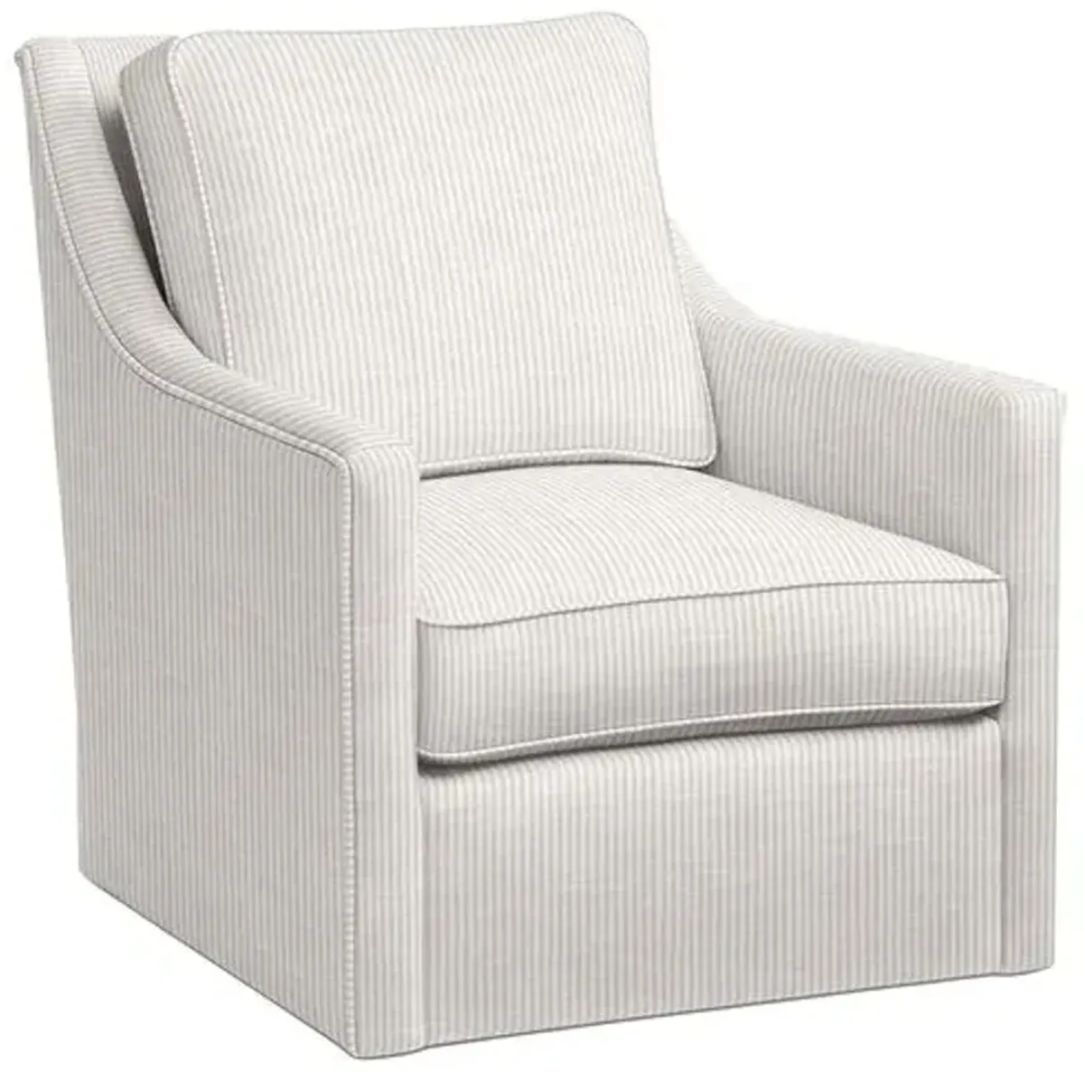 Orleans Outdoor Upholstered Swivel Chair - Inside Out Ticking Stripe - Handcrafted