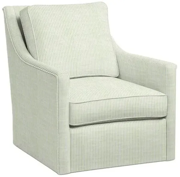 Orleans Outdoor Upholstered Swivel Chair - Inside Out Ticking Stripe - Handcrafted