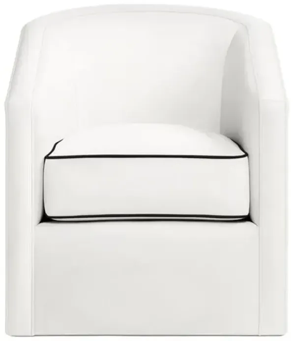 Southold Outdoor Upholstered Swivel Chair - Inside Out Linen with Contrast Welt - Handcrafted