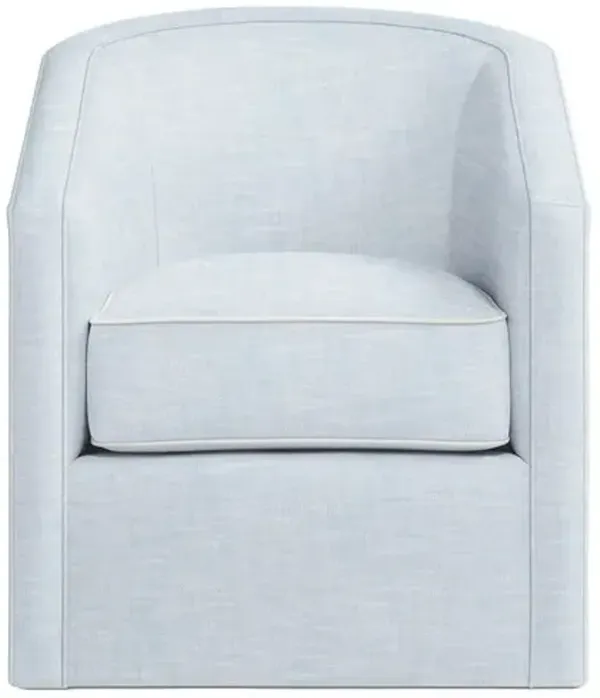 Southold Outdoor Upholstered Swivel Chair - Inside Out Linen with Contrast Welt - Handcrafted