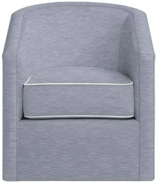 Southold Outdoor Upholstered Swivel Chair - Inside Out Linen with Contrast Welt - Handcrafted