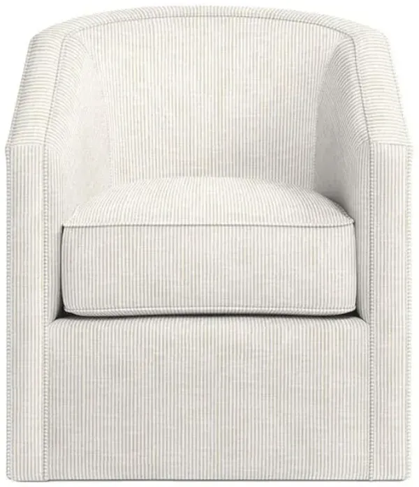 Southold Outdoor Upholstered Swivel Chair - Inside Out Ticking Stripe - Handcrafted