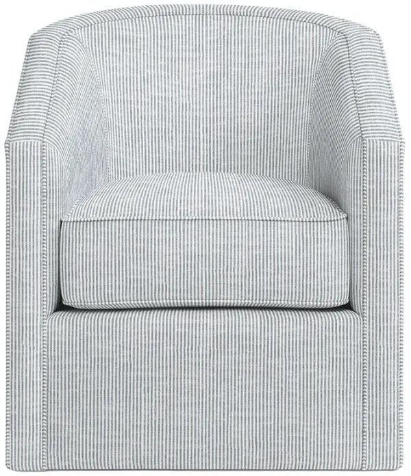 Southold Outdoor Upholstered Swivel Chair, Inside Out Ticking Stripe