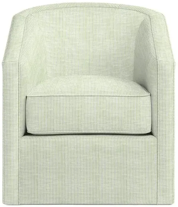 Southold Outdoor Upholstered Swivel Chair - Inside Out Ticking Stripe - Handcrafted