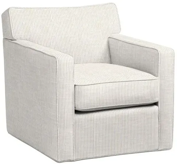 Scottsdale Outdoor Upholstered Swivel Chair - Inside Out Ticking Stripe - Handcrafted