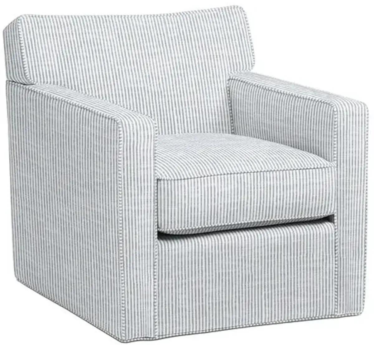 Scottsdale Outdoor Upholstered Swivel Chair - Inside Out Ticking Stripe - Handcrafted