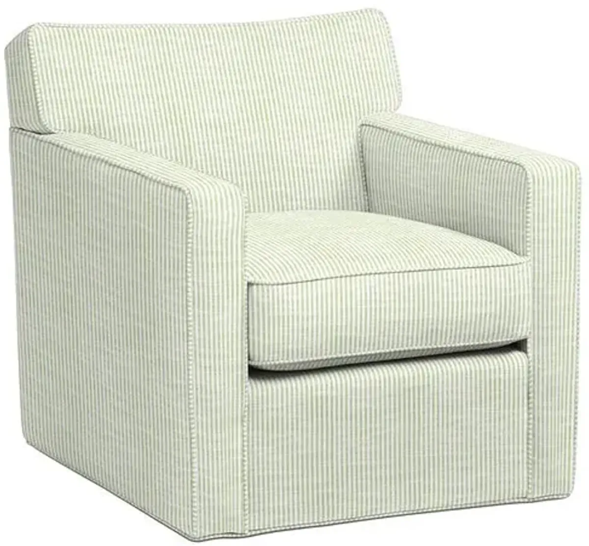 Scottsdale Outdoor Upholstered Swivel Chair - Inside Out Ticking Stripe - Handcrafted