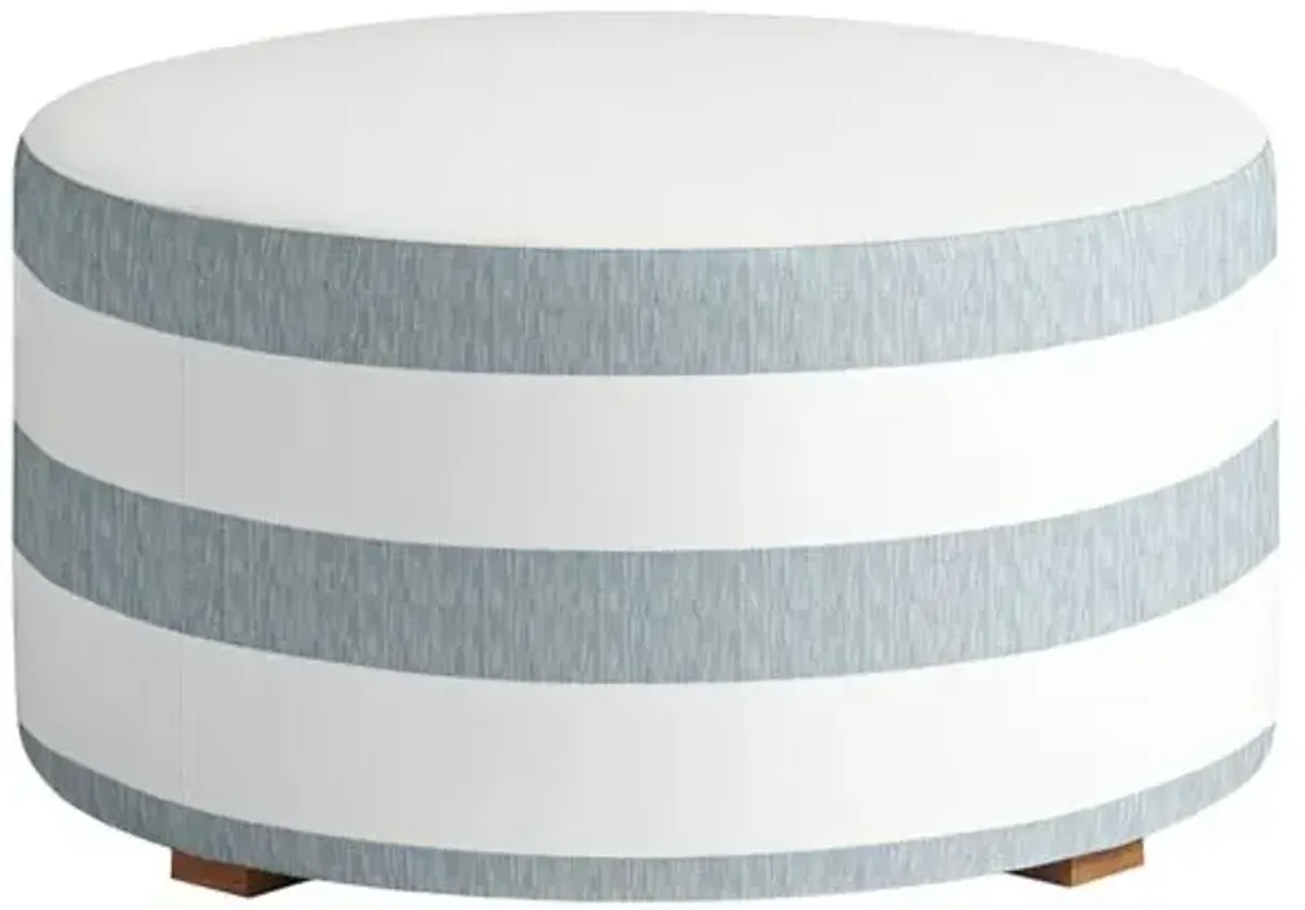 Palisade Outdoor Upholstered Ottoman - Inside Out Cabana Stripe - Handcrafted - Blue