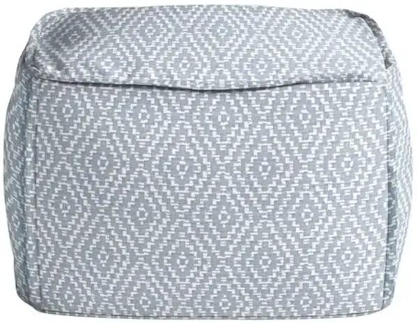 Catalina Outdoor Upholstered Ottoman - Marine Diamond Sunbrella - Handcrafted - Blue