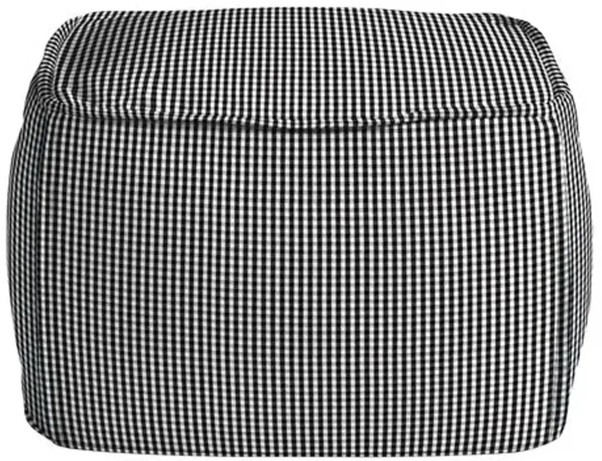Catalina Outdoor Upholstered Ottoman - Inside Out Check - Handcrafted - Blue