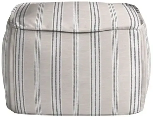 Catalina Outdoor Upholstered Ottoman - Inside Out Tally Stripe - Handcrafted - Black