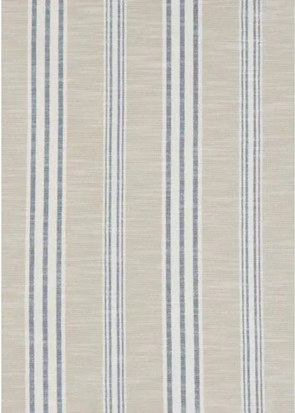 Catalina Outdoor Upholstered Ottoman - Inside Out Tally Stripe - Handcrafted - Blue