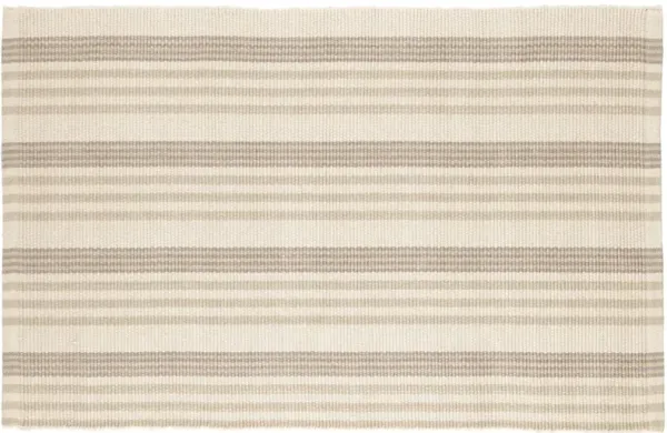 Putney Stripe Handwoven Cotton Rug, Ivory