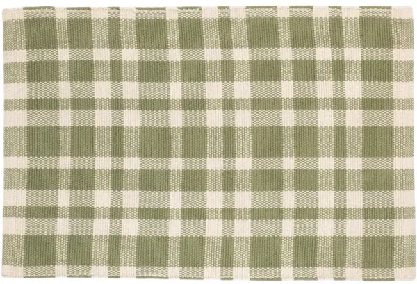 Tattersall Handwoven Cotton Rug, Sage