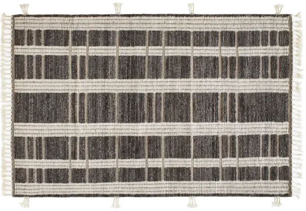 Tory Hand Knotted Wool Rug, Grey/Ivory