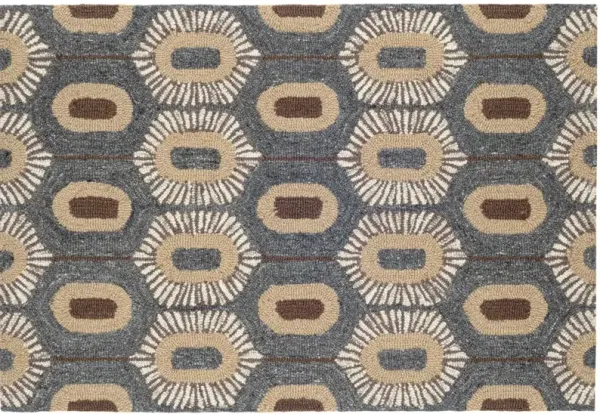 Stowe Hand Hooked Wool Rug, Blue