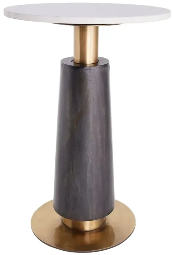 Knoxville Mango Wood/Marble Accent Table, Black