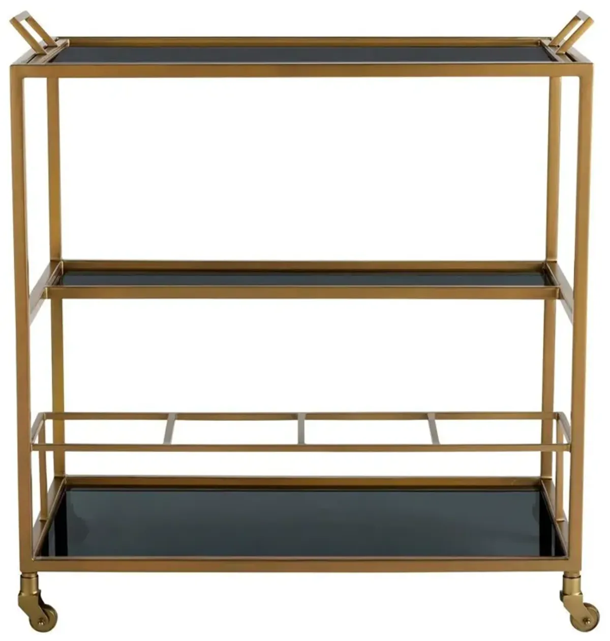 Jak Iron & Glass Bar Cart, Gold/Black