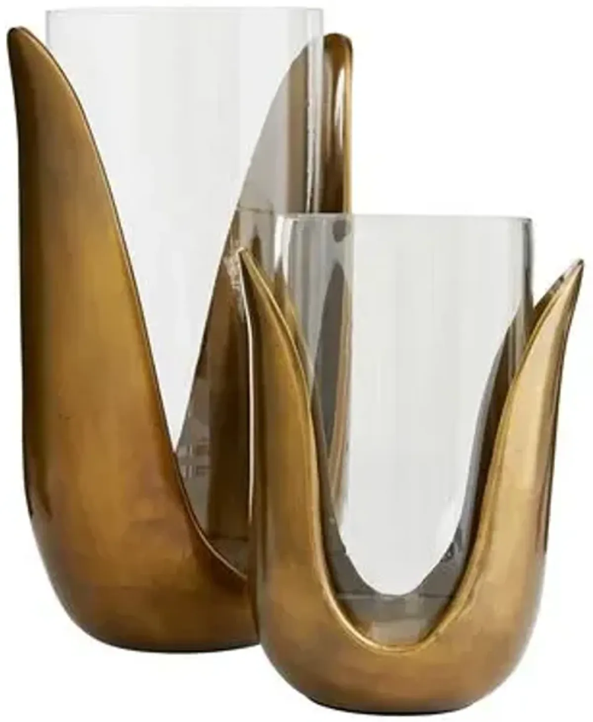 Set of 2 Sonia Tulip Aluminum Vases - Gold - Arteriors