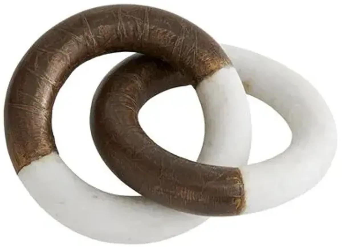 Finnian Interlocked Brass/Marble Sculpture - White - Arteriors